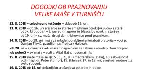 Dogodki ob praznovanju “Velike maše”